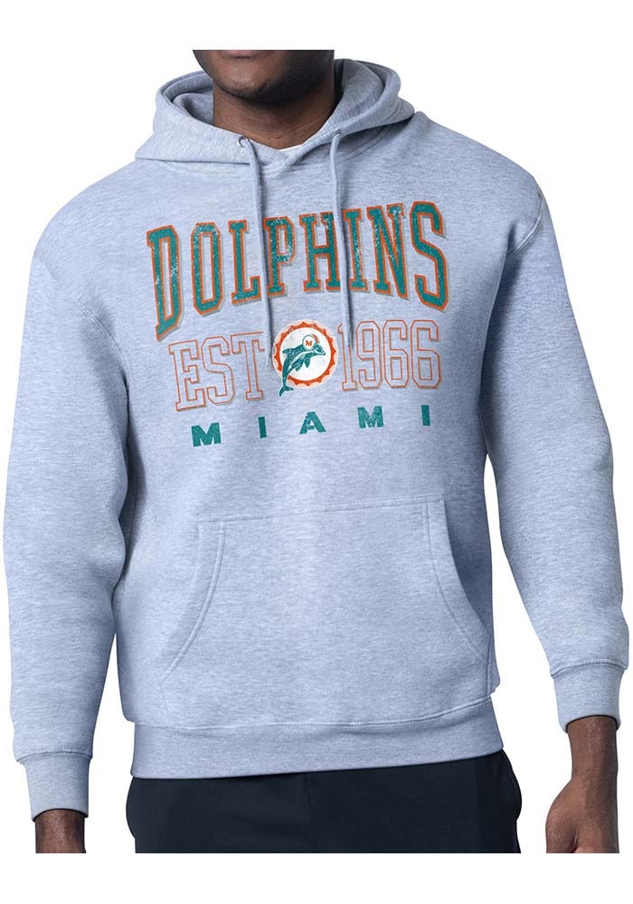NFL Miami Dolphins Starter 製スウェット 刺繍ロゴ Starter Miami Dolphins Mens HEATHER GREY Retro Hoodie - 434402591