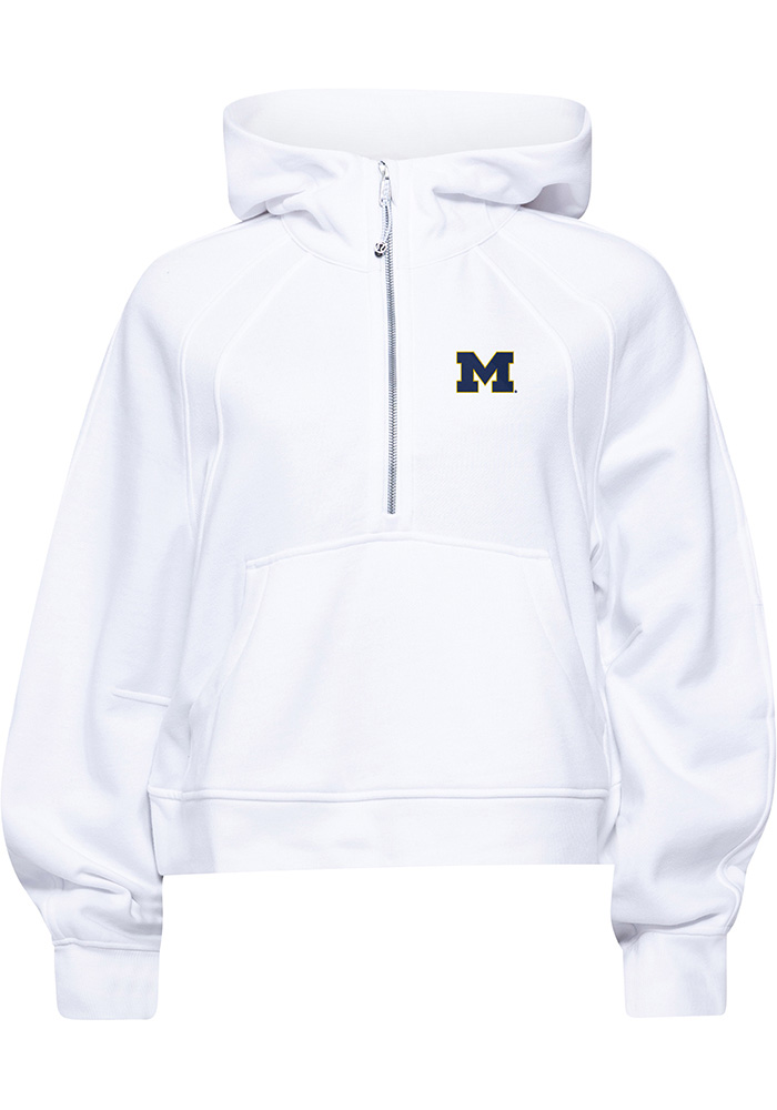 lululemon Michigan Wolverines Womens White Scuba Half Zip Hoodie