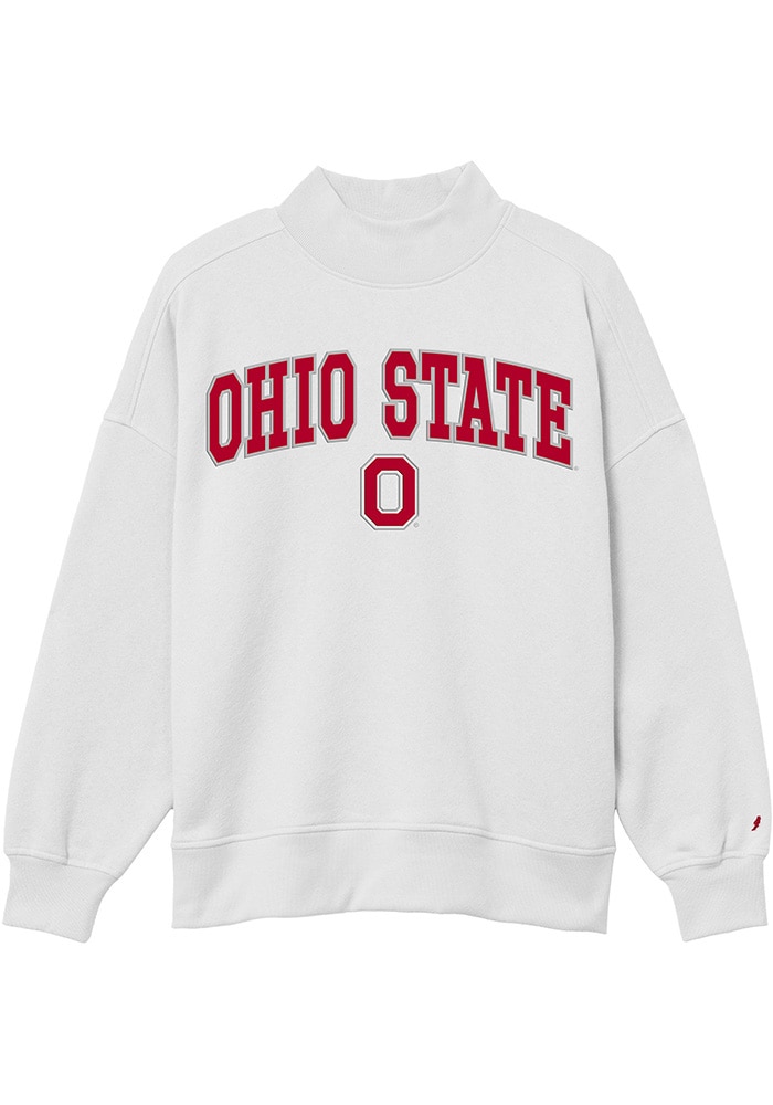 Ohio State Buckeyes Womens White Diana Mock Neck Long Sleeve Crew