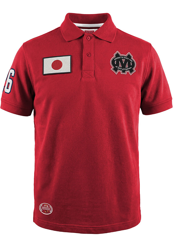 Mondetta Japan National Team Mens Match Day Polo RED Short Sleeve