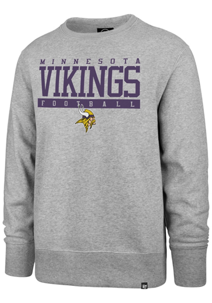 その他 vikings 47 Minnesota Vikings Mens GREY Sideline Block Headline Crew