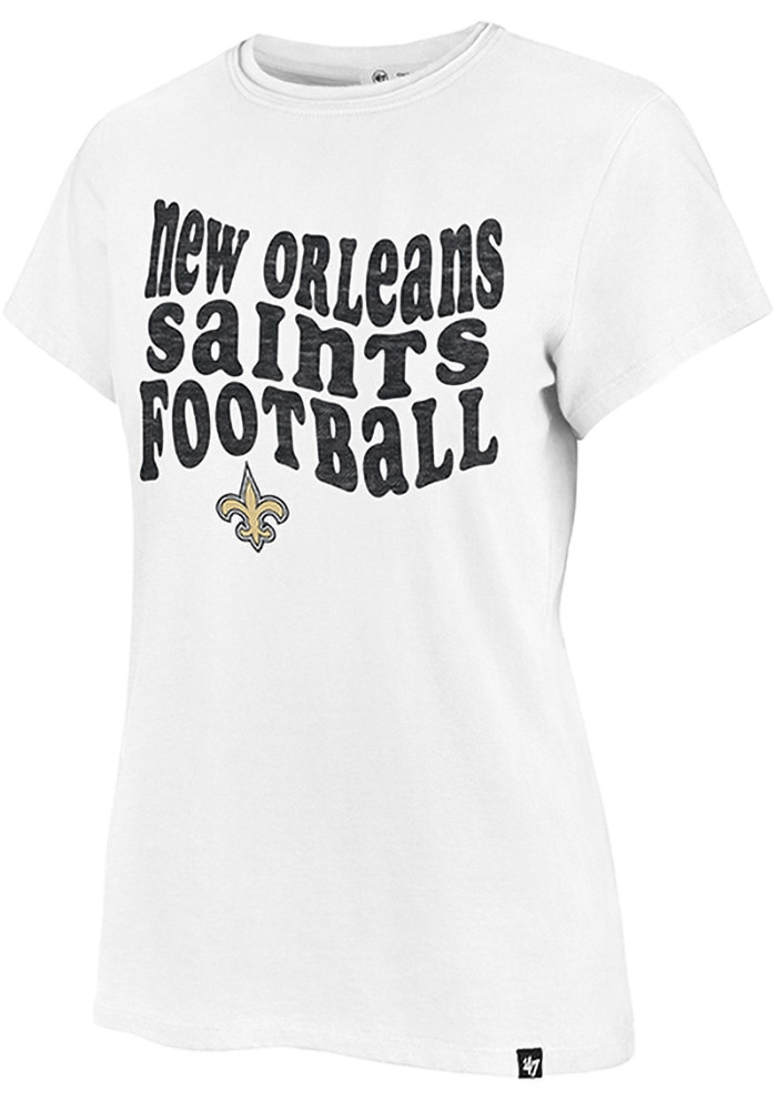 47 New Orleans Saints Womens White Frankie Design T-Shirt - 48022152
