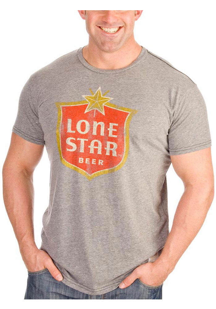 Original Retro Brand Texas GREY Lone Star Beer Logo Short Sleeve