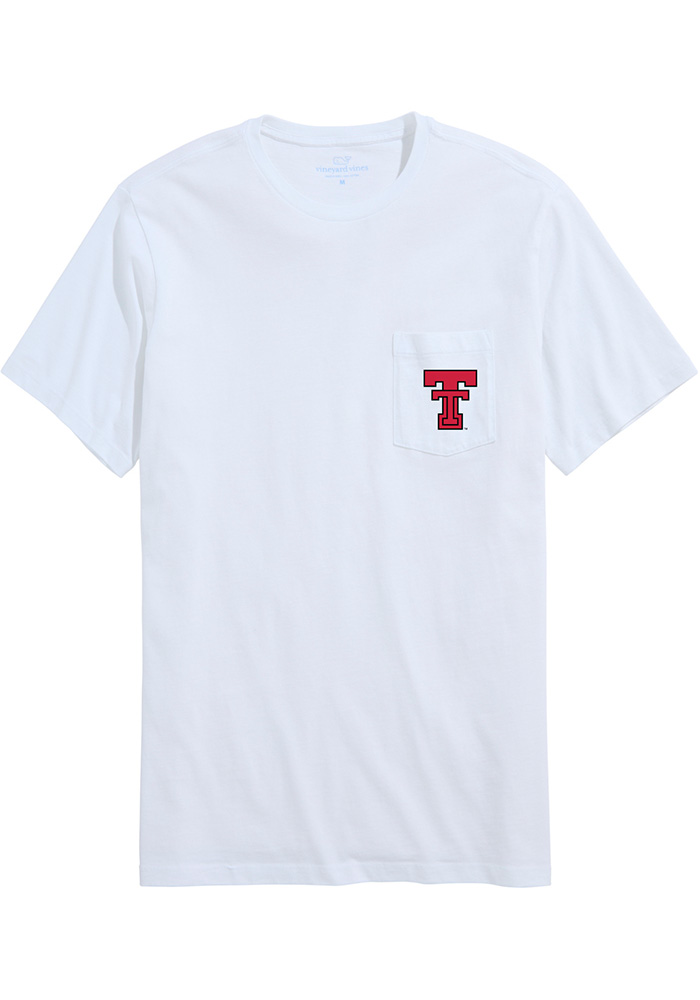 トップス MAZZ t-shirt white/red Vineyard Vines Texas Tech Red Raiders White Cap PKT Short Sleeve T