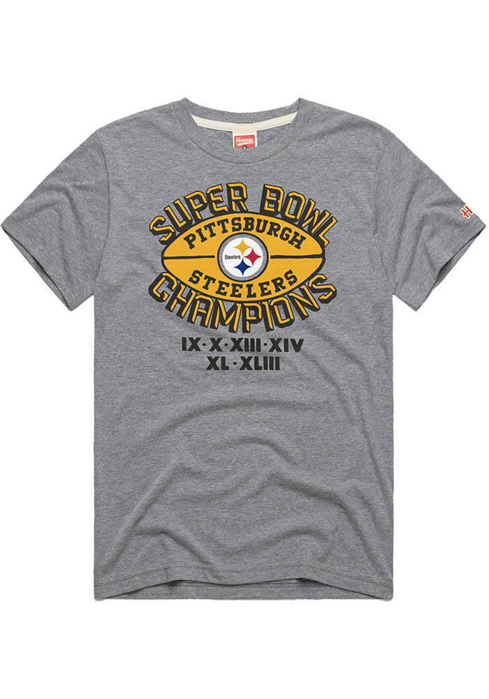 Homage Pittsburgh Steelers GREY 6 Time Super Bowl Champions Short
