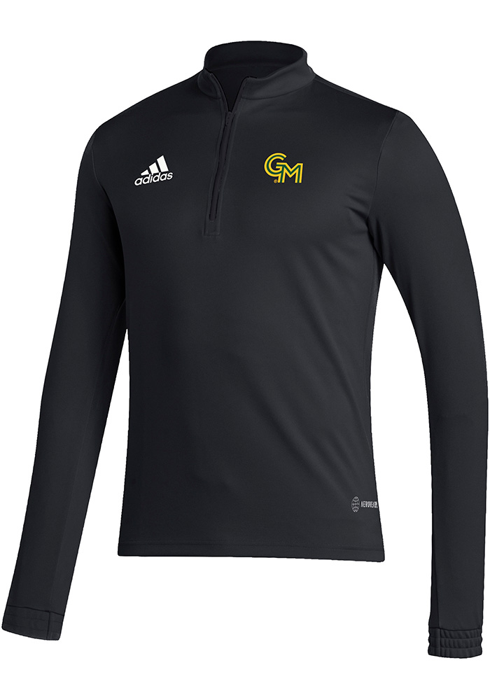  ジャージトップスmade in USA Adidas Mens BLACK George Mason University Entrada 1/4 Zip Long