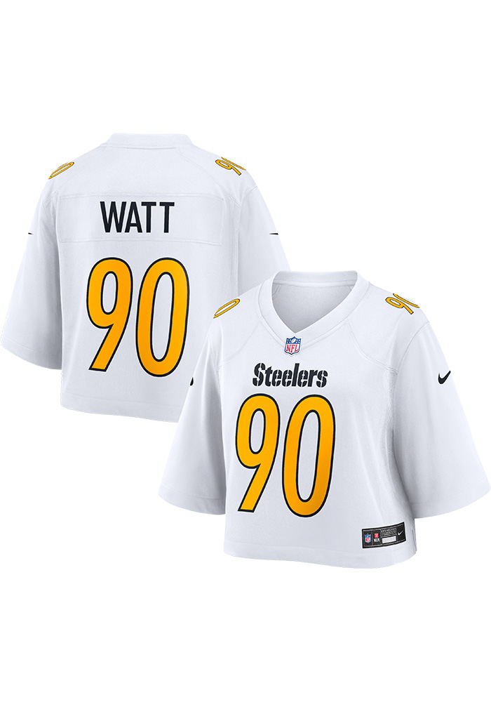 TJ Watt Womens Pittsburgh Steelers White Cropped Football Jersey