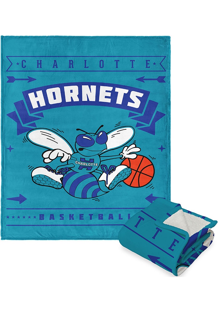 Oroville High School Hornets ラグ ブランケット Charlotte Hornets BLUE Hardwood Classics Jersey Silk Touch Sherpa