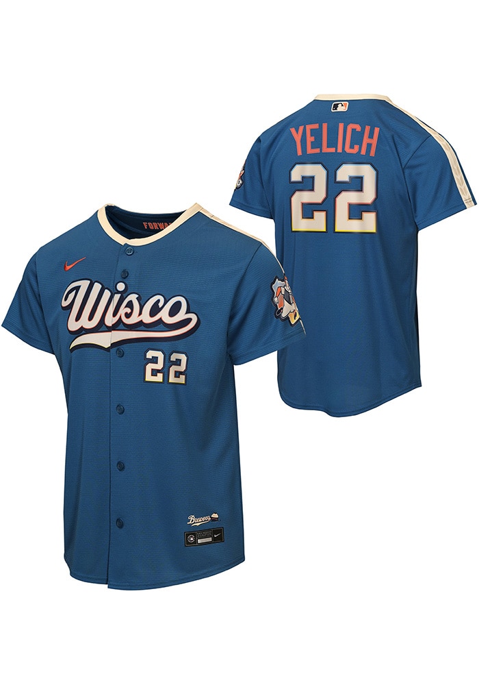 Milwaukee Brewers Christian Yelich Youth BLUE City Connect Home