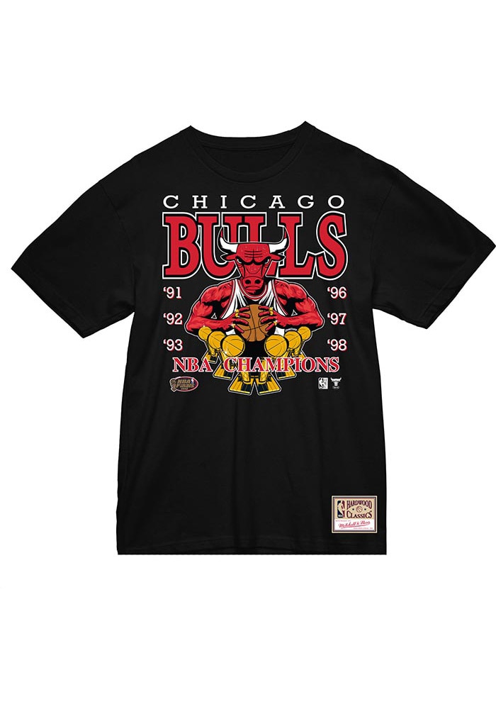 Mitchell and Ness Chicago Bulls BLACK NBA Finals Short Sleeve T