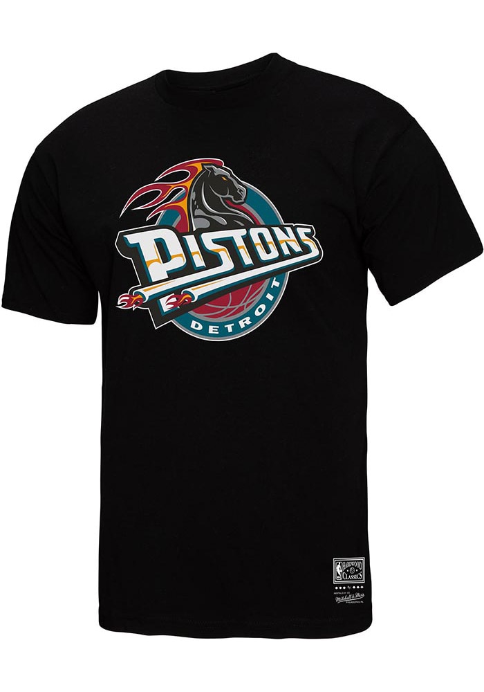 Mitchell & Ness Detroit Pistons ゲームシャツ Mitchell and Ness Detroit Pistons BLACK Team Basic Retro Logo