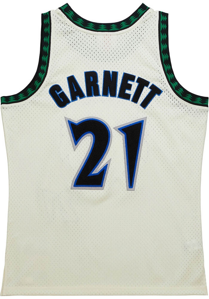 Kevin Garnett Minnesota Timberwolves CREAM 1997 Chainstitch Jersey