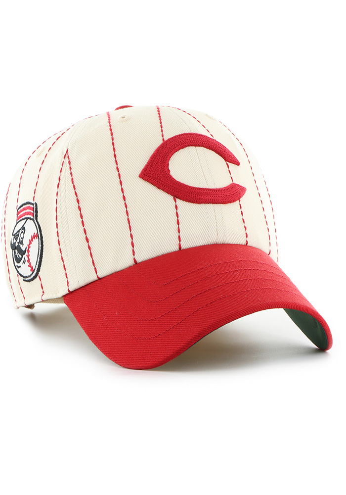 47 Cincinnati Reds White Rawlings Pin Stripe Clean Up Adjustable
