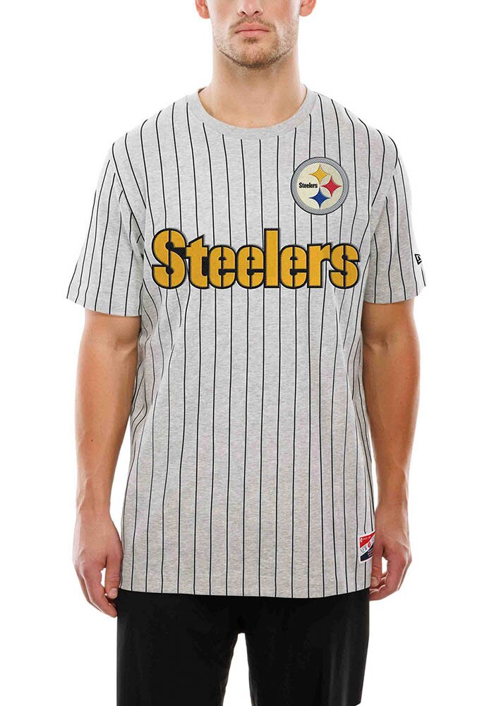 New Era Pittsburgh Steelers GREY Throwback Pinstripe Short Sleeve