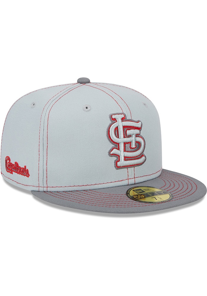 St Louis Cardinals Mens Gray Pop 59FIFTY GREY New Era Fitted Hat