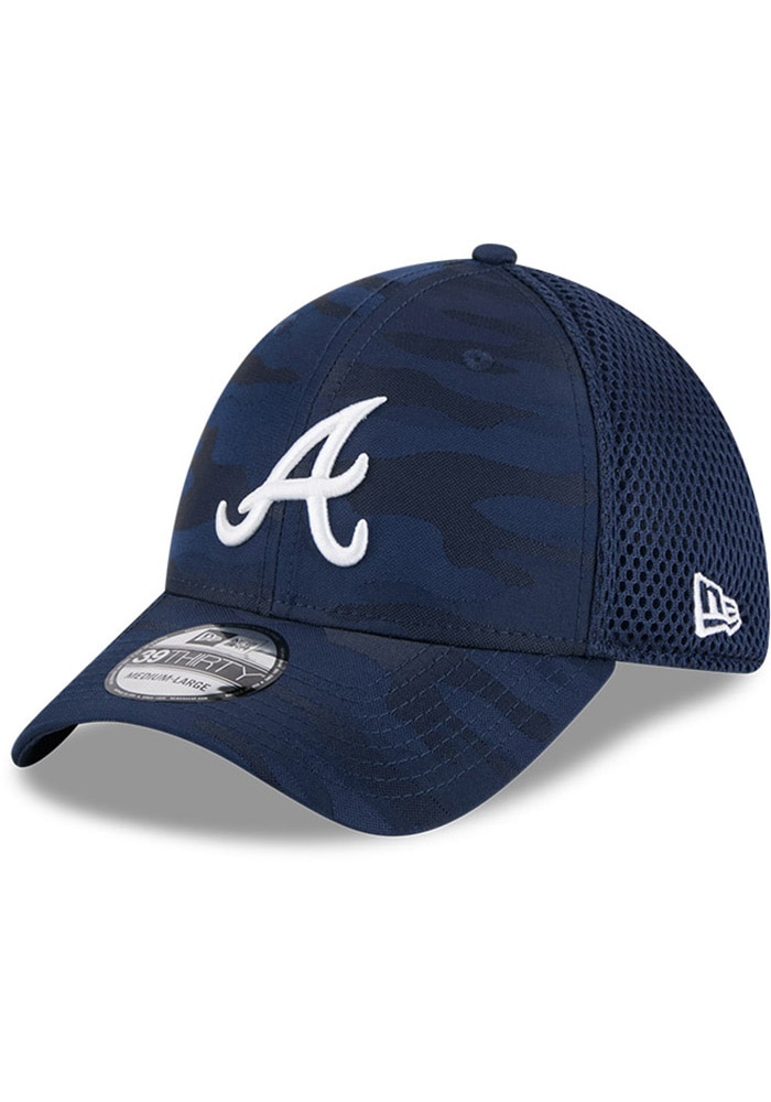Atlanta Braves Mens Tonal Camo 39THIRTY NAVY New Era Flex Hat
