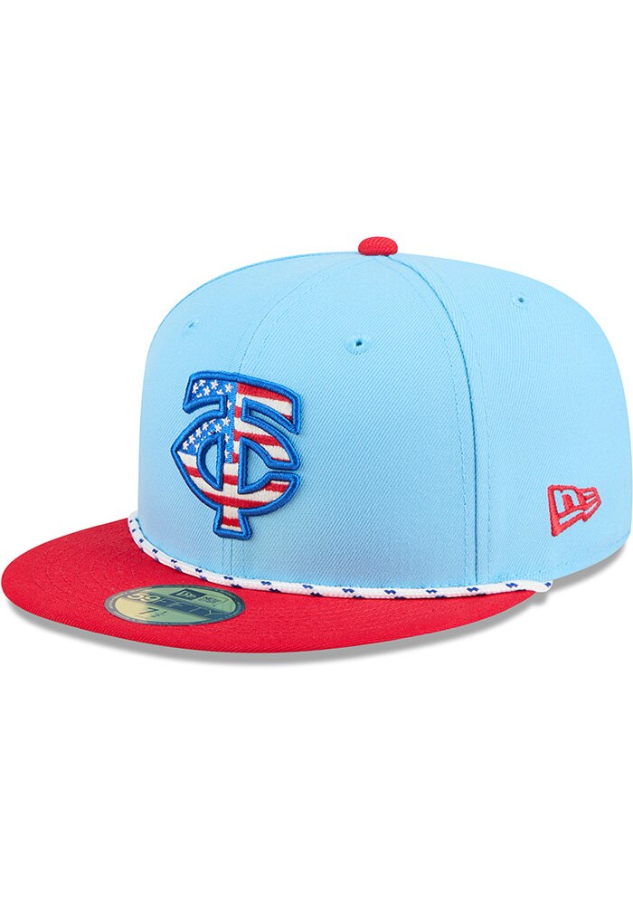 Minnesota Twins Mens 2025 MLB 4th of July 59FIFTY LIGHT BLUE New