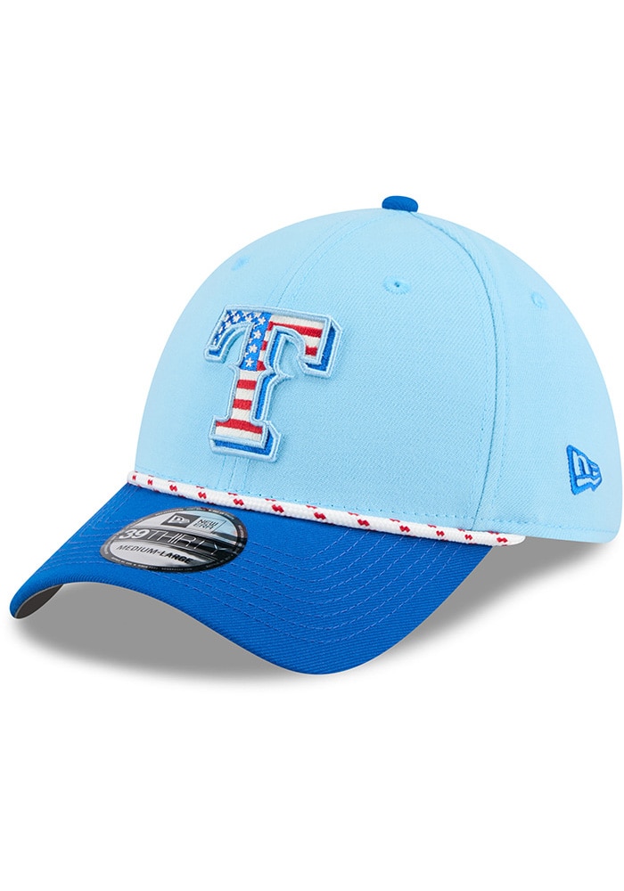 Texas Rangers Mens 2025 MLB 4th of July 39THIRTY LIGHT BLUE New