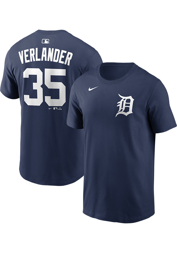 Justin Verlander Detroit Tigers NAVY Home Short Sleeve Player T
