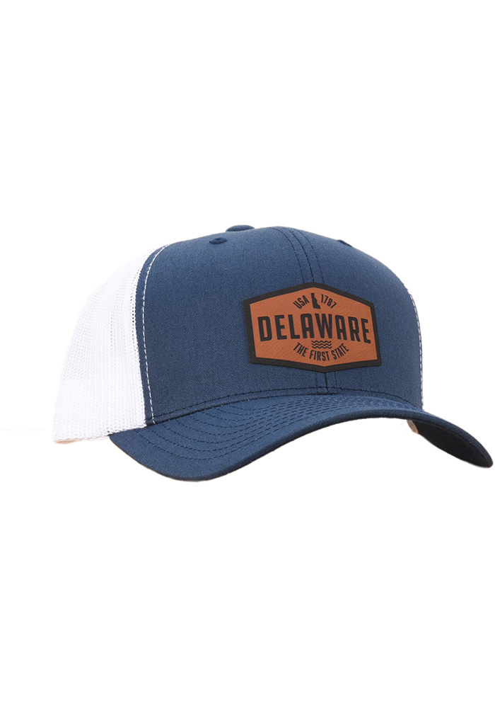 Delaware White State Centric Leather Patch Adjustable Hat - 604961978
