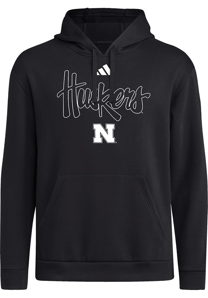 Adidas Nebraska Cornhuskers Mens BLACK Football Fleece Hoodie
