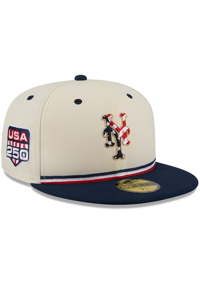 New York Mets Mens 2026 4th of July 59FIFTY CREAM New Era Fitted