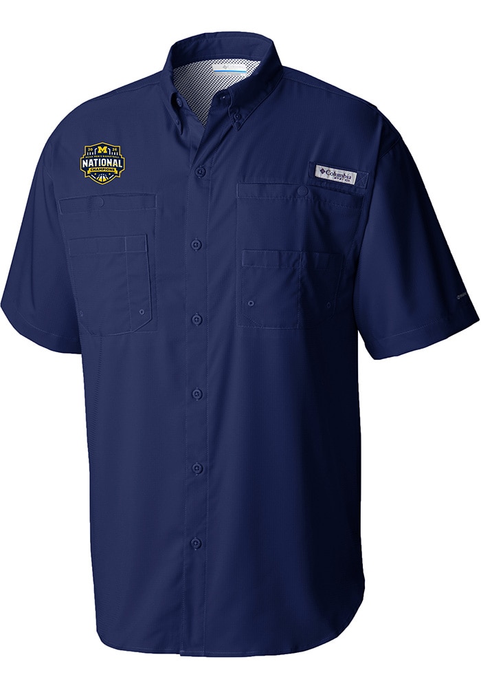 Michigan Wolverines Mens Columbia Short Sleeve NAVY 2026 MBB
