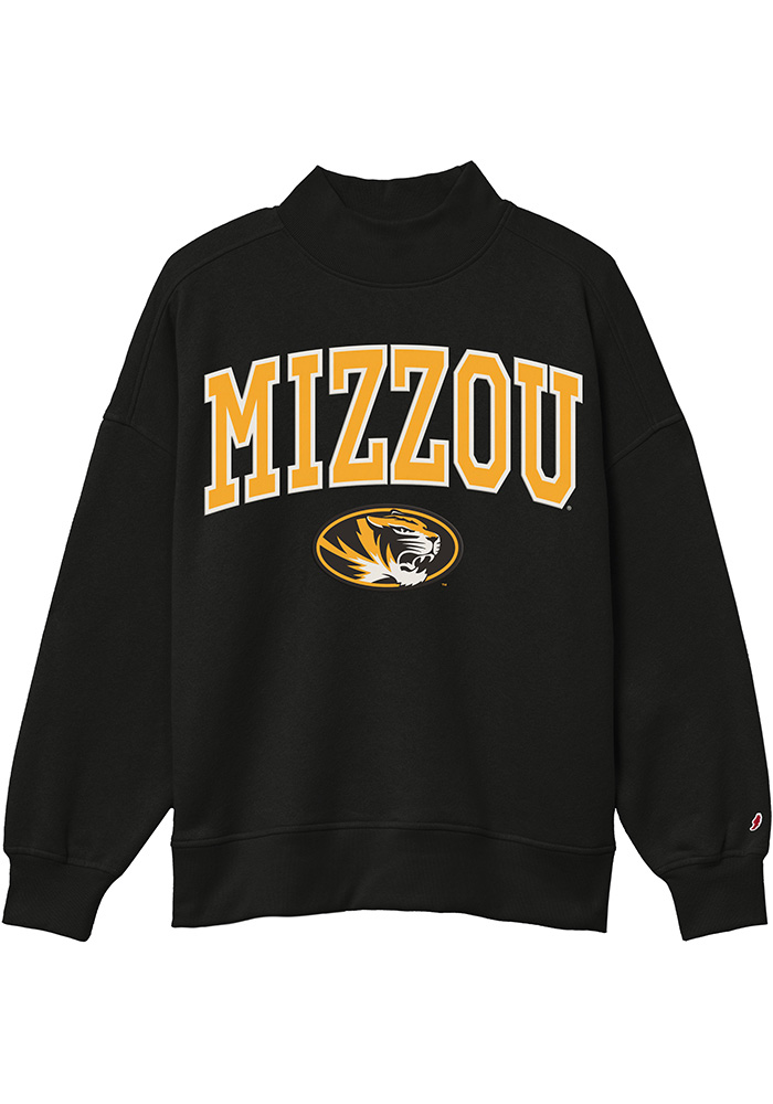 Missouri Tigers Womens BLACK Diana Mock Neck Long Sleeve Crew