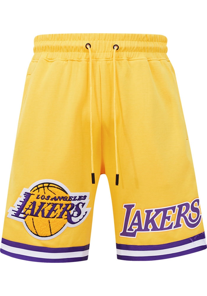 Los Angeles Lakers Mens Pro Standard YELLOW Chenille Shorts - 64920254