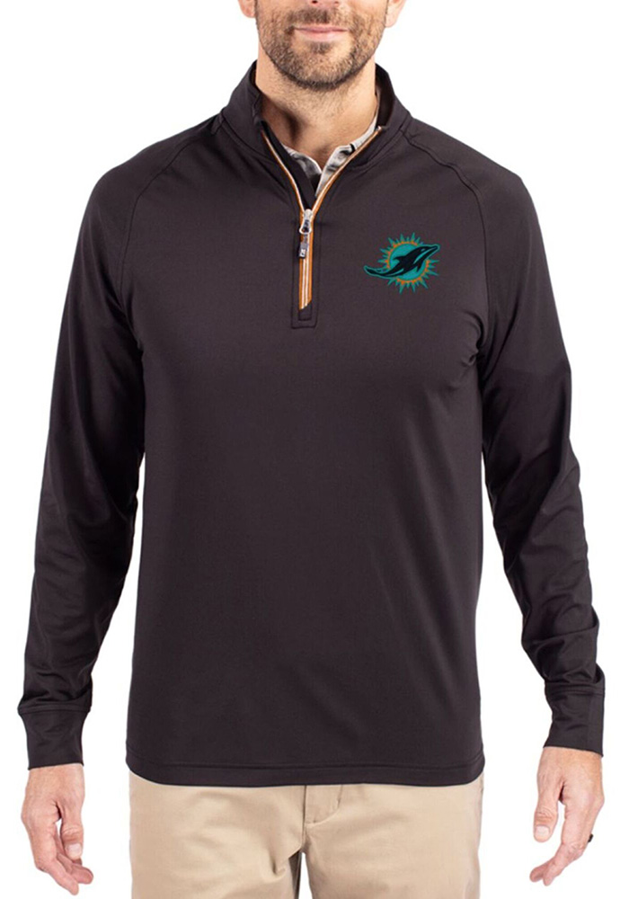 Cutter and Buck Miami Dolphins Mens BLACK NFL Rivalries Adapt Eco
