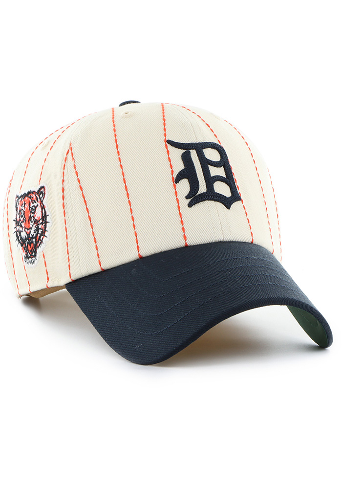 47 Detroit Tigers White Rawlings Pin Stripe Clean Up Adjustable