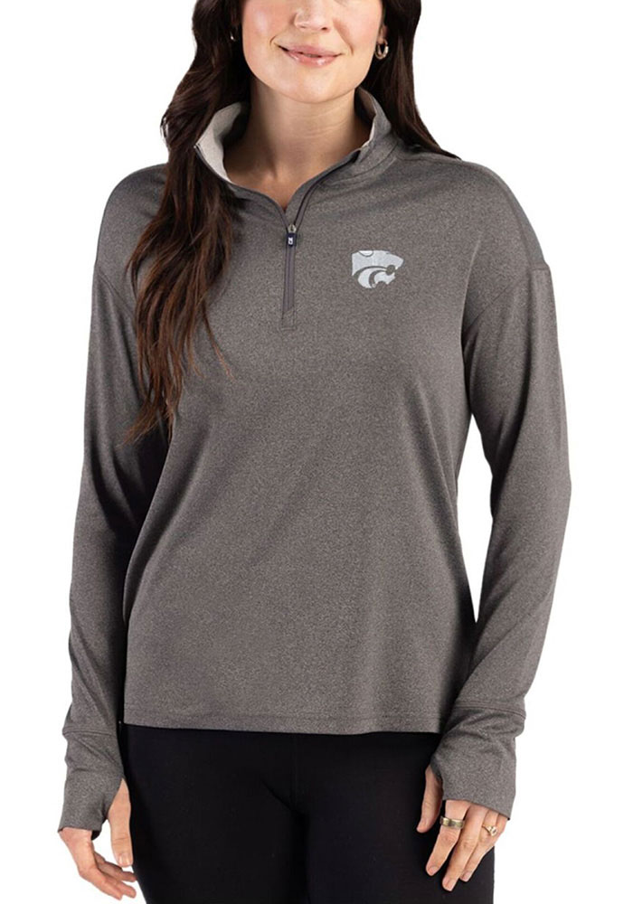 Cutter and Buck Womens BLACK-HEATHER K-State Wildcats Forge Eco