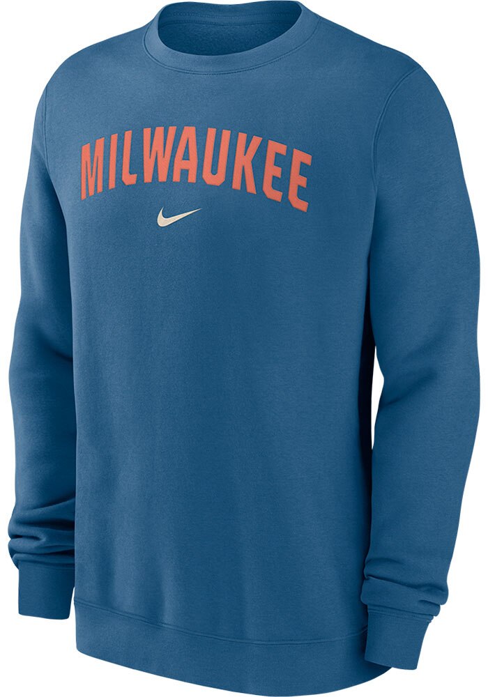 Nike Milwaukee Brewers Mens BLUE Fanwear City Connect Crew