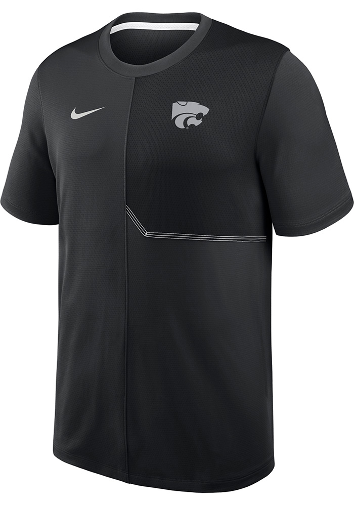 Nike BLACK K-State Wildcats Dri-Fit Coach Short Sleeve T Shirt