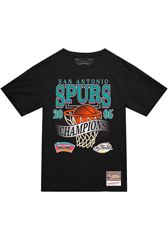 Mitchell and Ness San Antonio Spurs BLACK Champs Short Sleeve T