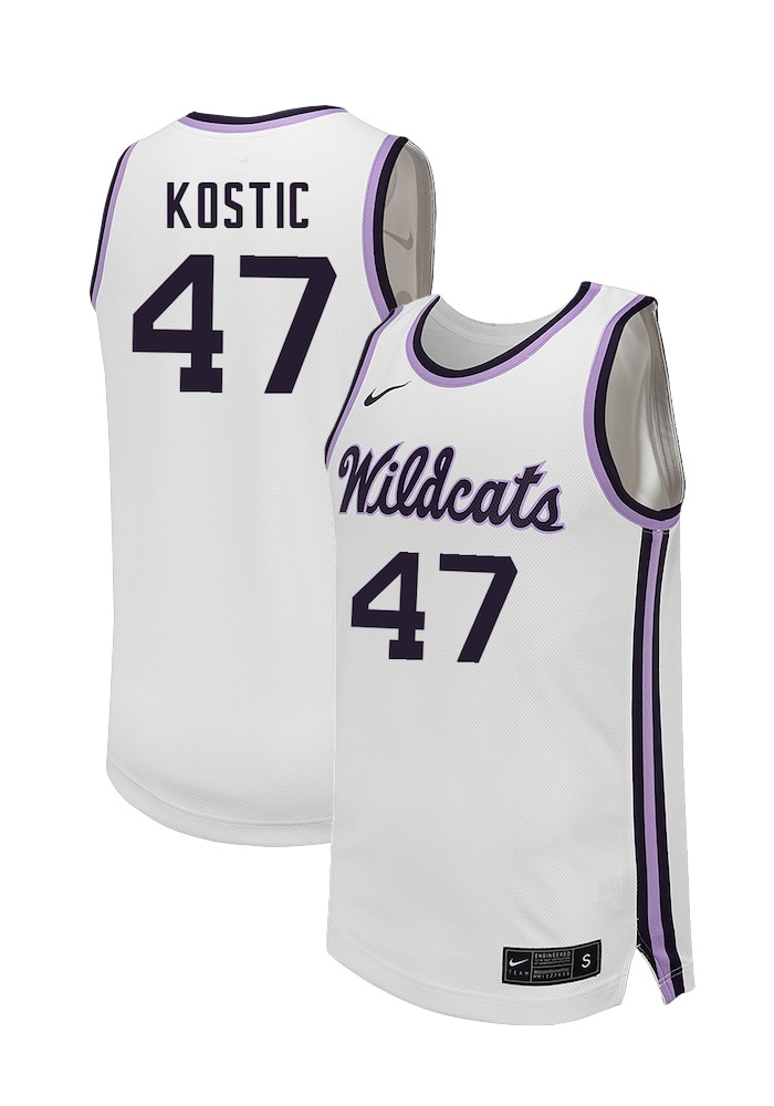 7番 ユニフォーム-012 Andrej Kostic Mens White K-State Wildcats NIL Name And Number
