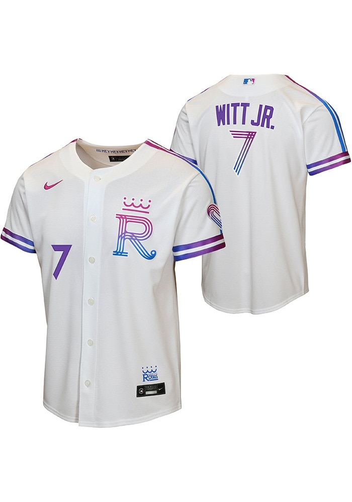 T. J. Cottrell様　UFLユニフォーム Kansas City Royals Bobby Witt Jr Youth White City Connect Home Run