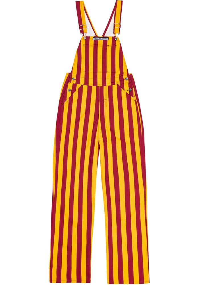 Game Bibs Crimson Gold Mens CARDINAL/GOLD Striped Bib Overalls