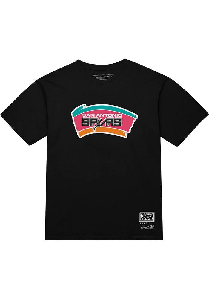 Mitchell and Ness San Antonio Spurs BLACK MVP Arch Short Sleeve T