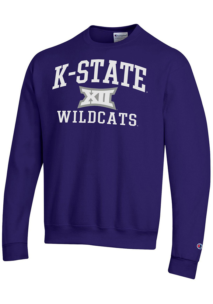 Champion Mens PURPLE K-State Wildcats B12 Arch Powerblend Long
