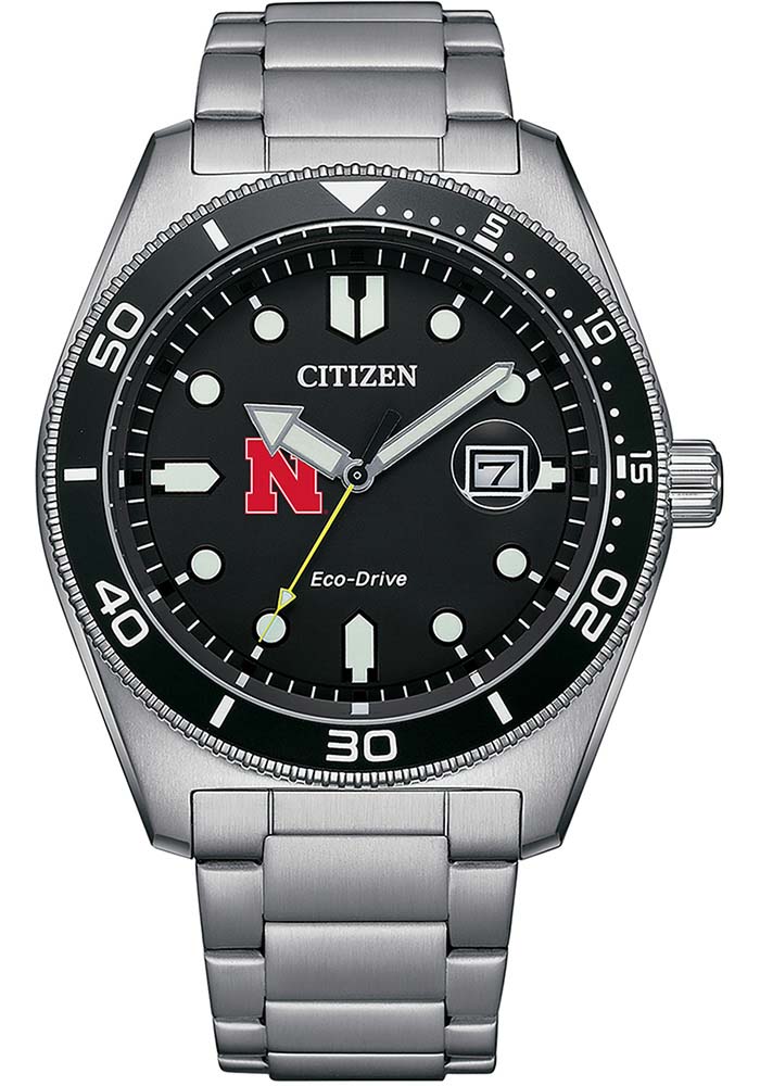 Nebraska Cornhuskers SILVERGREY Eco-Drive Watch - 81776393
