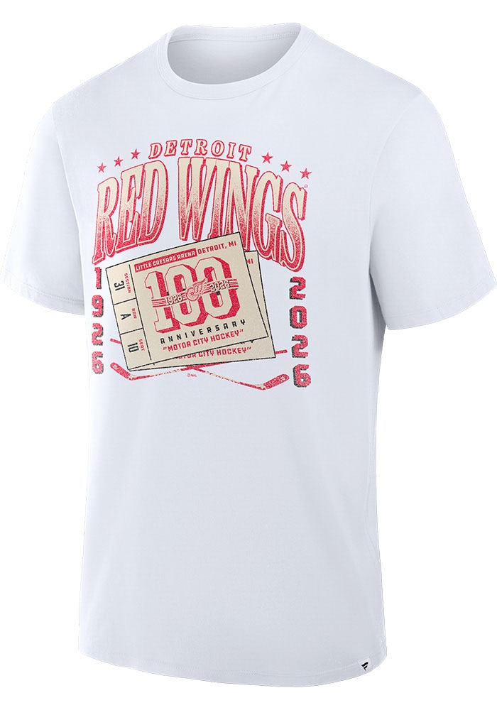 Detroit Red Wings White Centennial Logo Short Sleeve T Shirt