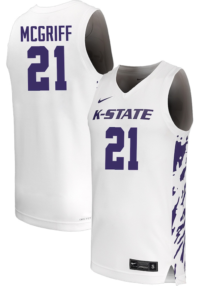 Khamari McGriff Mens White K-State Wildcats NIL Name And Number