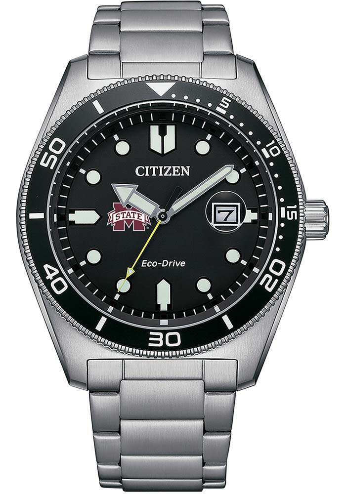 Mississippi State Bulldogs SILVERGREY Eco-Drive Watch - 8642768