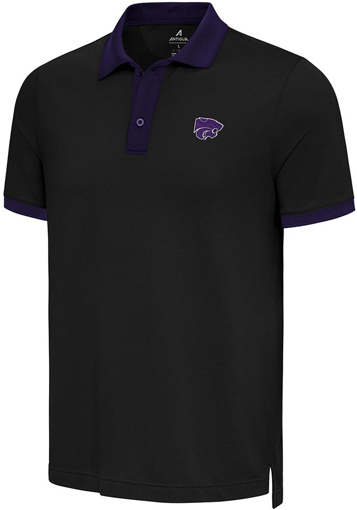 Antigua Mens BLACK K-State Wildcats Noble Colorblock Short Sleeve