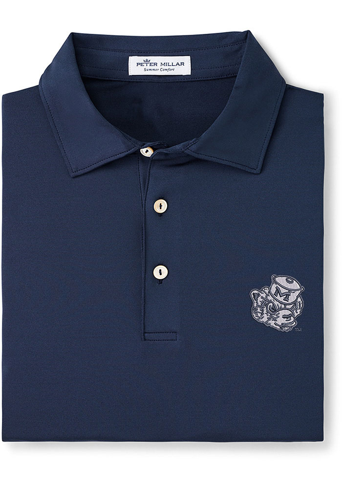 Peter Millar Michigan Wolverines Mens NAVY Performance Jersey POLO