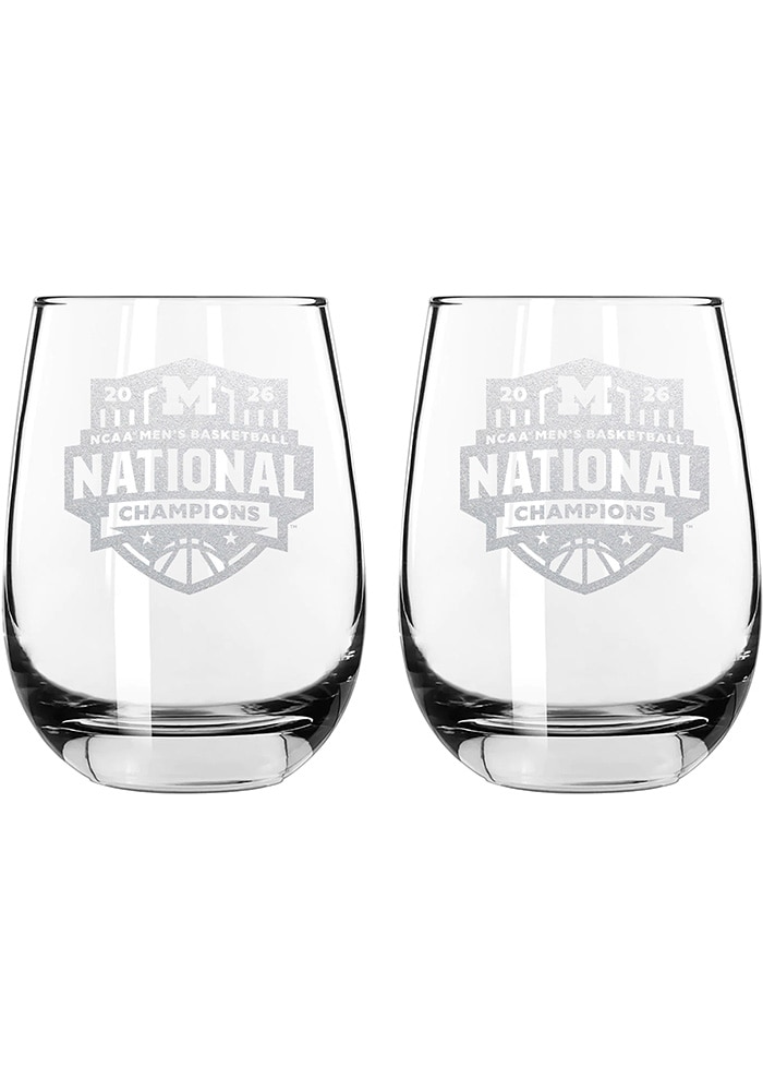 Michigan Wolverines White MBB National Champs 2026 2 Pack 15oz Stemless  Stemless Wine Glass - 88488015