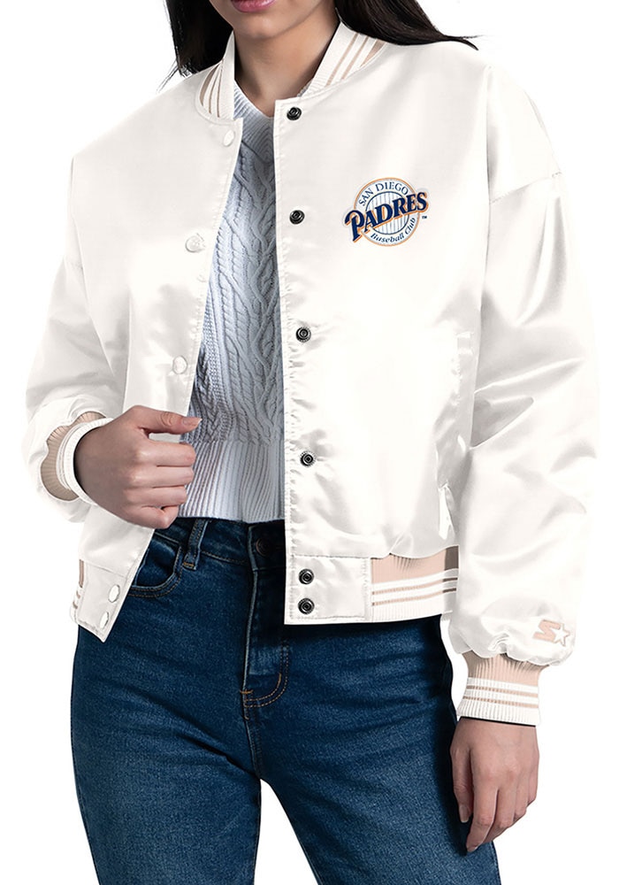 San Diego Padres Starter Womens CREAM Script Satin Medium Weight