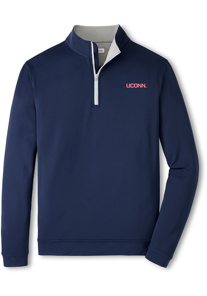 Peter Millar Mens NAVY UConn Huskies Perth Long Sleeve Qtr Zip