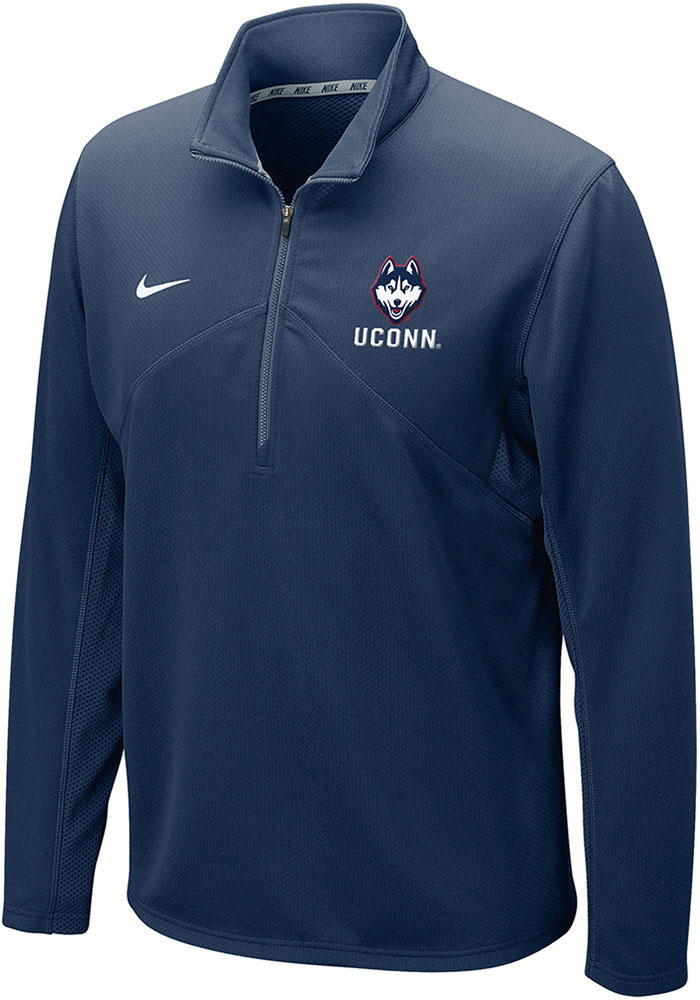 Nike Mens NAVY UConn Huskies Mascot Long Sleeve Qtr Zip Pullover
